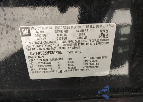 2014 Cadillac Srx Luxury Collection z USA, uszkodzony, nr VIN 3GYFNBE33ES518883